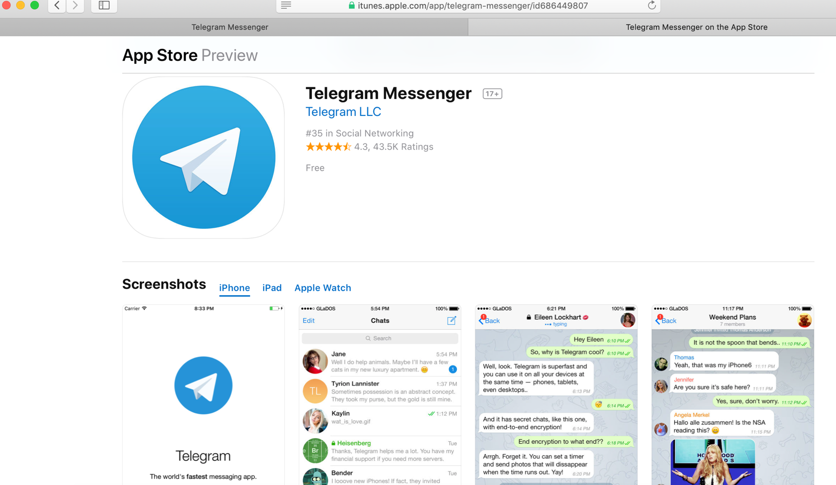 telegram im AppStore